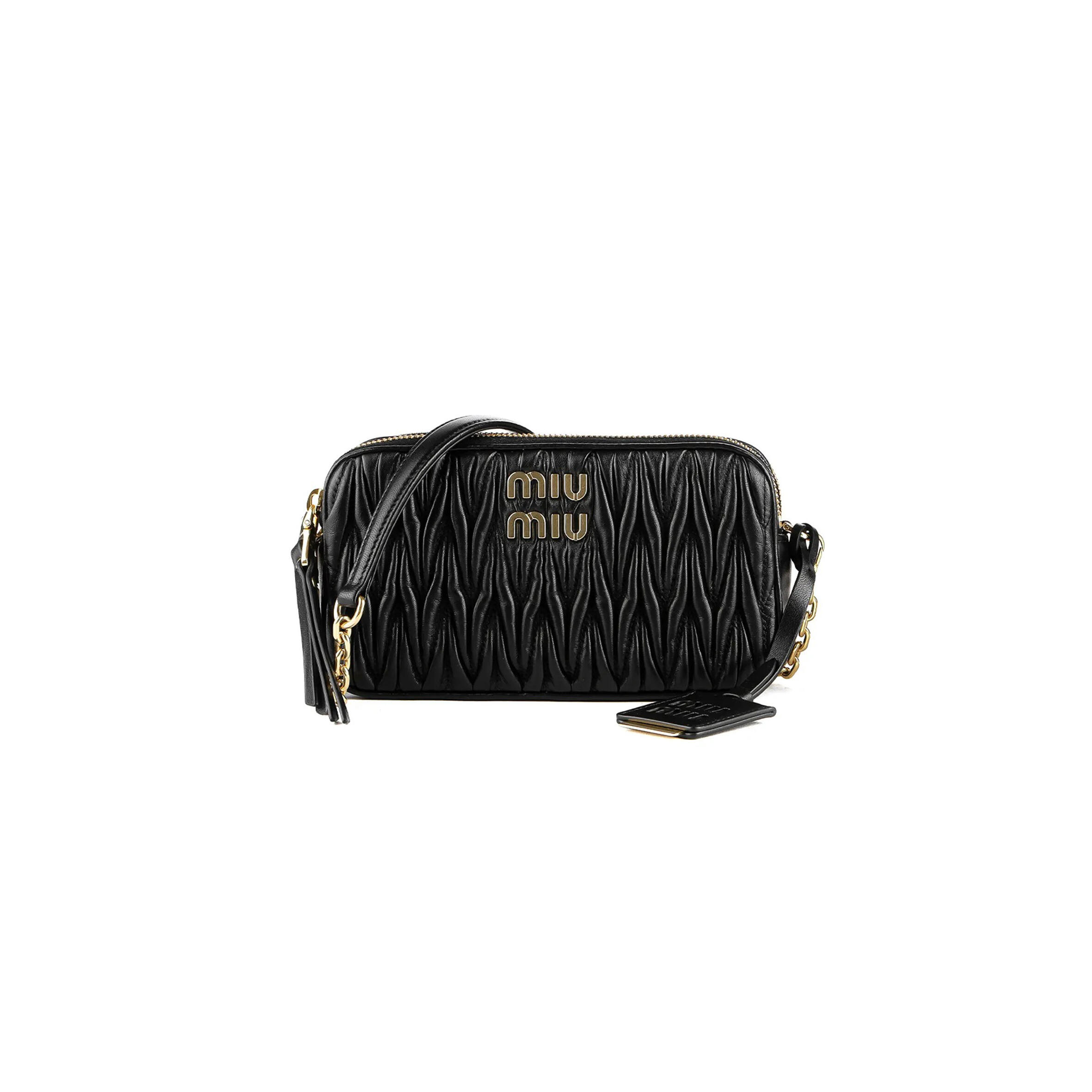 MIU MIU MATELASSE NAPPA LEATHER DOUBLE-LAYER CROSSBODY CAMERA BAG 5BP045 (18*10*5cm)